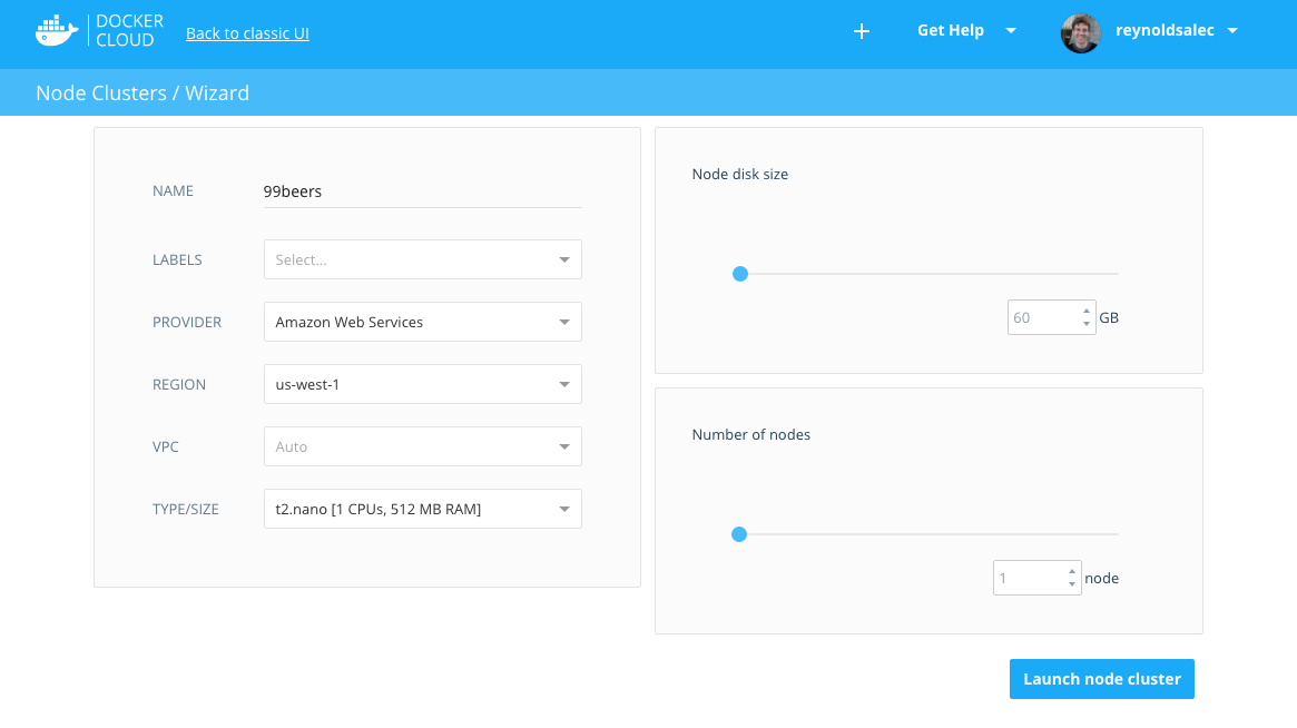 Docker Cloud Node Settings