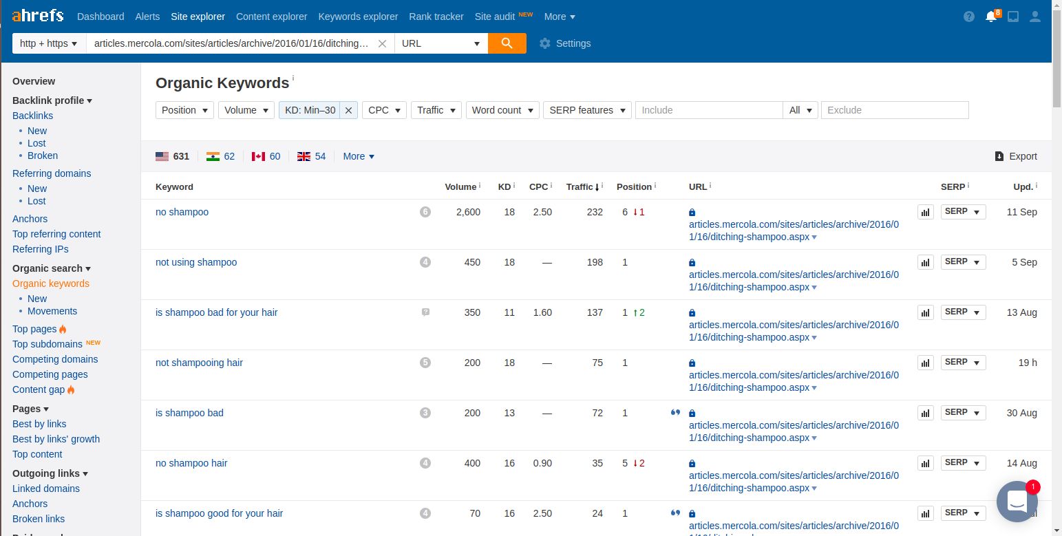 ahrefs Site Explorer example